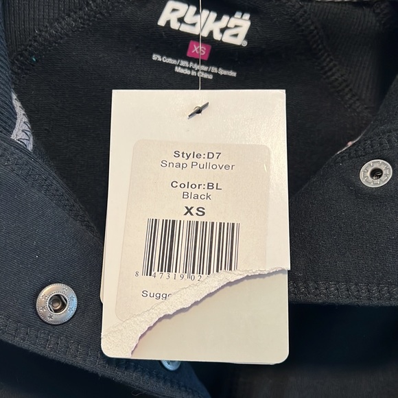 NWT Ryka Snap Pullover French Terry Sweatshirt w/Pockets & Thumbholes, XS - Picture 8 of 10